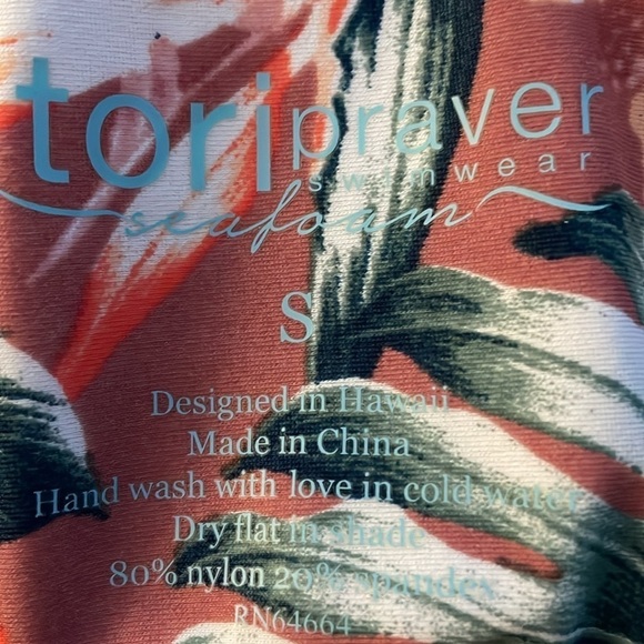 Tori Praver Seafoam Swimwear High Neck Floral Size S - Picture 5 of 6